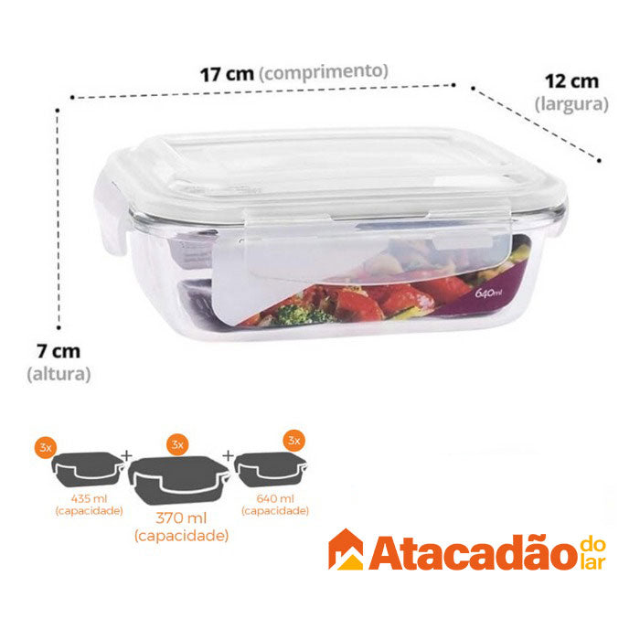 '+ 3 Potes Herméticos + 3 Copos de Vidro Aruba